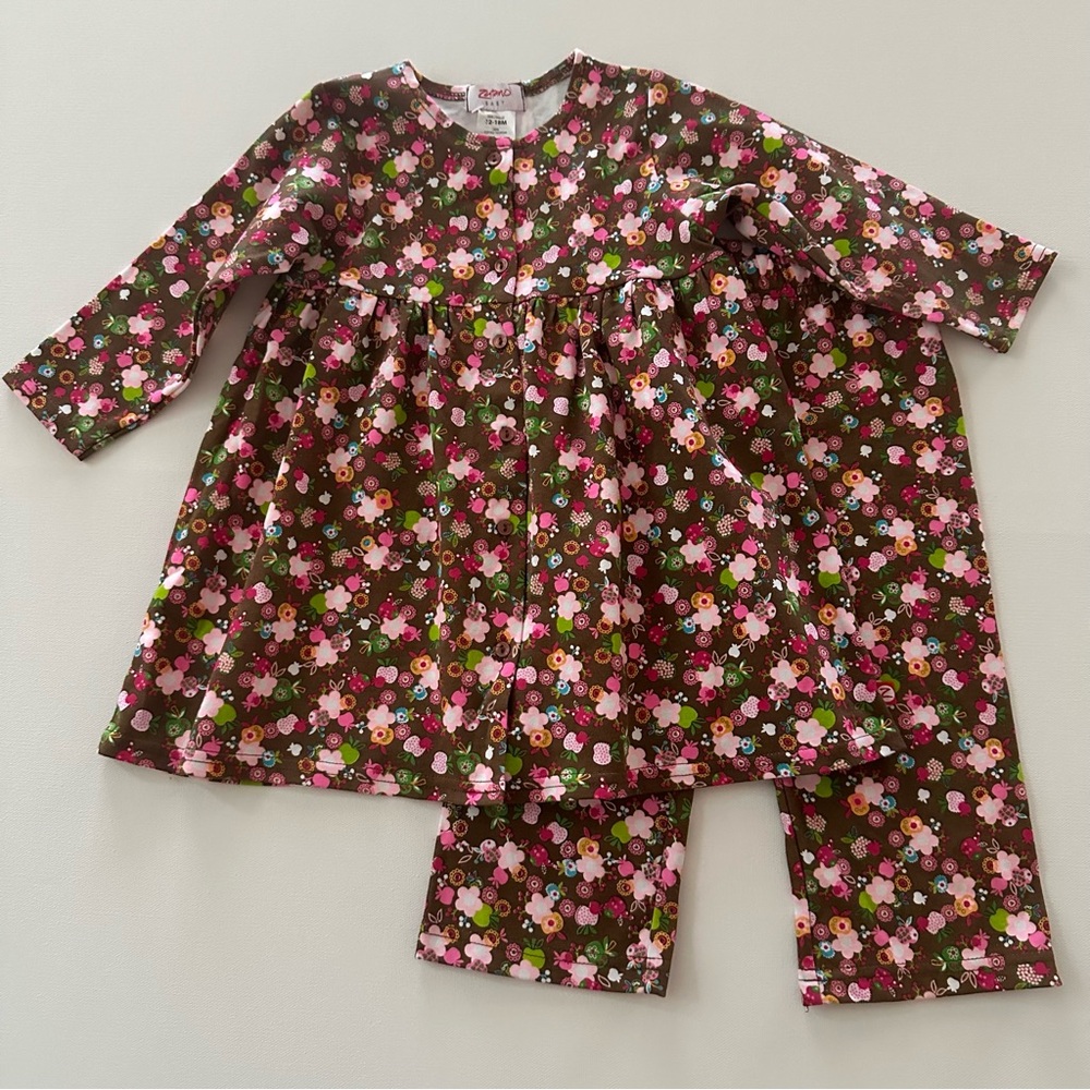 Zutano 12-18 Months Baby Girl Apple Chocolate Top Pants Set Outfit NWT